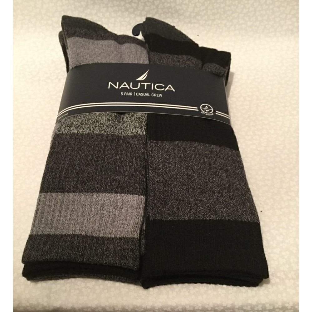 NAUTICA Mens 5 Pr Casual Crew Socks 10-1
